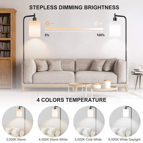Floor Lamp With Remote And Foot Control Rustic Standing Light With Four Color Temperature Modes Jade Matte Glass Shade