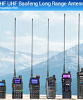 SMA-Female Walkie Talkie Antenna High Gain 2.5dBi VHF UHF Long Range 18.9 Inch Antenna with various two-way radios displayed