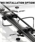 Beefy Heavy Duty Roof Rack U Bolt Set 2 Pack Mounting Hardware showing two installation options on square bars.