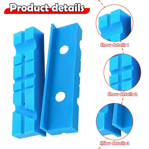 Two Pack Rubber Vise Jaw Pads With Multi Groove Textured Inserts for bench vise clamps and tools, universal fit