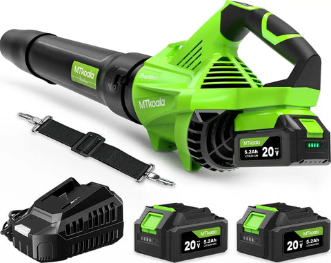 Beast Cordless Leaf Blower With Upgraded 1200W Brushless Motor, 700 CFM air, two 5.2Ah batteries, charger, shoulder strap