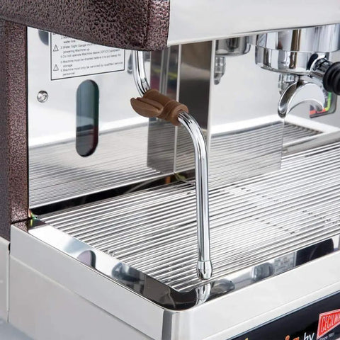 Close-up of Venezia II One Group Espresso Machine Dual Voltage Ready 220V 240V 2500W High Power Boiler Barista Grade in stainless silver