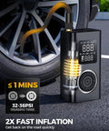 Wireless Portable Tire Inflator With Digital Pressure Gauge And Built In Led Light For Cars Bikes And Sport Gear Type C Rechargeable Smart Air Pump near car tire.