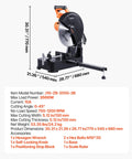 Beefy 14 Inch Metal Chop Saw With 3500W Brushless Motor And Adjustable 750 To 1200 RPM shown with specifications and accessories
