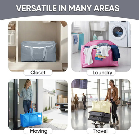 Six Pack Extra Large Moving Bags Heavy Duty With Zippers And Carrying Handles Tough As Nails Waterproof Storage Bags in various uses