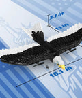 Remote Control Eagle Plane For Newbies And Kids 2.4GHz 2CH RC Airplane with dimensions on USA-themed background