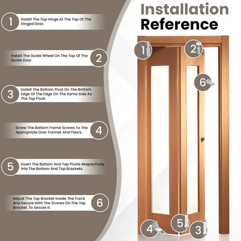 2 Pack Bifold Door Hardware Repair Kit With Top And Bottom Brackets, Guide Wheel And Pivot For 7/8 To 1 Inch Sliding Door Track, Barn Pocket Door Repair Kit, Easy Fix, Save Time And Money