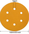 6 Inch Hook and Loop Sanding Discs 320 Grit, 6-Hole, Random Orbital Sandpaper Pack of 100 for Automotive and Woodworking