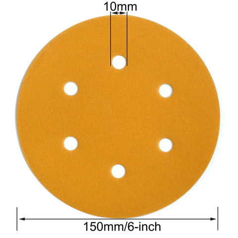 6 Inch Hook and Loop Sanding Discs 320 Grit, 6-Hole, Random Orbital Sandpaper Pack of 100 for Automotive and Woodworking