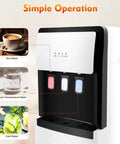 Water Cooler Dispenser With Bottom Loading For 5 Gallon Bottles With Three Temperature Settings Hot Cold And Room Temperature Water Perfect For Home Office Apartment White with simple operation interface showing three temperature options