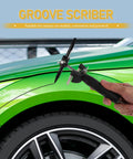 Auto Scratch Repair Tool Kit For Wheel Arches And Sheet Metal, Ergonomic Plastic And Iron Build, Marks Lines On Cars Trucks And SUVs, Tire Marker Scriber For Pro Grade DIY Repairs, Durable All In One Repair Set used on a green car wheel arch