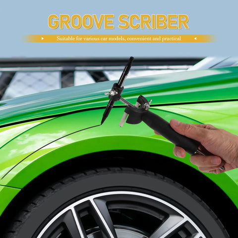 Auto Scratch Repair Tool Kit For Wheel Arches And Sheet Metal, Ergonomic Plastic And Iron Build, Marks Lines On Cars Trucks And SUVs, Tire Marker Scriber For Pro Grade DIY Repairs, Durable All In One Repair Set used on a green car wheel arch