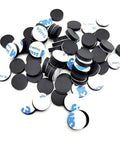 Half Inch Wide Round Silicone Rubber Bumper Feet Pads One Eighth Inch Thick With Adhesive Backing scattered on white background