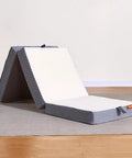 Comfy Tri Fold 4 Inch Mattress Topper Medium Firm Portable Foldable Bed Topper With Washable Cover And Non Slip Base opened