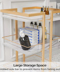 Wheeled Beauty Salon Cart On Gold Finish For Mobile Spa And Cosmetology Rolling Cart Organizer For Tattoo Manicure Facial Tools