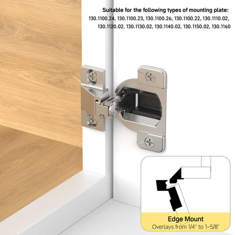 2 Pack Easy Swap Replacement Cups for 110 Degree Compact 33 Screw On Hinges fitting mounted hinge close-up