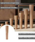 Top Shelf Solid Oak Furniture Leg Leveler With No Sweat Adjustable Height For Sofas Tables And Cabinets Rock Solid Stability Heavy Duty Mounting Hardware Included, showing various height levels.