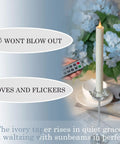 Flameless Taper Candles With Remote And Timer Realistic 3D Moving Flame Battery Operated LEDs 9 Inch Ivory Window Candles