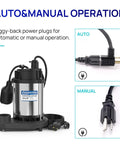 Three Quarters Horsepower Sump Pump For Basement Flooding, 4200 GPH Submersible Water Pump With Automatic Float Switch