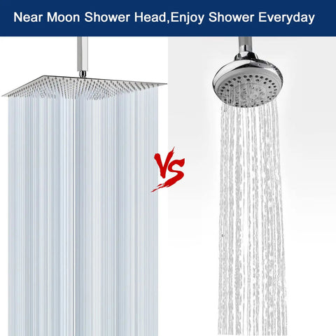 Rain Shower Head With Arm And Square Ceiling Mount, 16 Inch Stainless Steel Chrome Finish, Full Body Coverage Rainfall Showerhead, Delivers High Pressure Even With Low Water Pressure, Water Saving Waterfall Experience