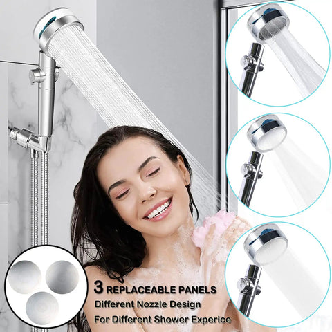 High Pressure Shower Head Kit With Handheld Turbo Fan Next Level Water Pressure Replacement Hose And Bracket Cotton Filters