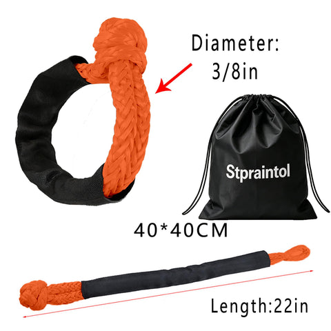 UHMWPE Soft Shackle Two Pack With Space Aluminum Recovery Ring, diameter 3/8in, length 22in, with storage bag