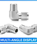 Rugged 304 Stainless Steel Three Eighths Inch OD To Three Eighths Inch NPT Male 90 Degree Elbow Compression Tube Fitting 2-Pack