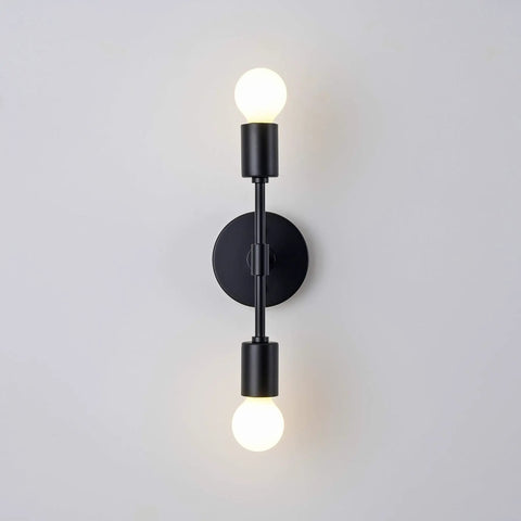 Two Light Wall Sconce For Bathroom And Hallway Sleek Modern Minimalist Vanity Lighting With Exposed Bulbs Matte Black Flush Mount