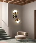 Dope Vintage Gold Globe Wall Sconce With Two Lights And Milk Glass Shades For Living Room Bedroom Hallway Kitchen Vanity