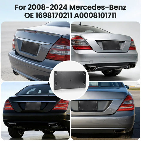 Mercedes Benz Rear License Plate Bracket Holder 6x12 Inch Frame Fits 2007 2025 Cars Replace OEM 1698170211 A0008101711