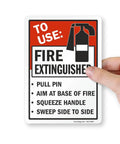 7x5 Inch Fire Extinguisher Instruction Stickers Pack, Pull Pin, Aim at Base, Squeeze Handle, 5 Mil Laminated Polyester With SuperStick Adhesive, Red Black White, Made in USA