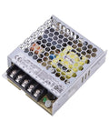 Compact 50W 24V Enclosed AC-DC Power Supply, 2.2A Output, 1U Low-Profile, Only 30mm Tall, Global 85-264VAC Input, Built-To-Last Rugged Metal Enclosure for Control Cabinets, Industrial Automation, and Appliance Use, silver metal mesh housing