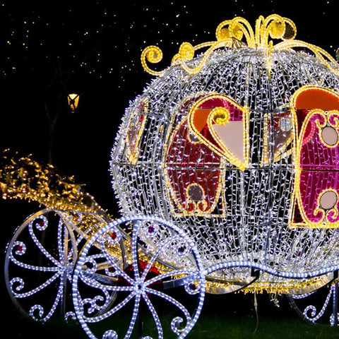 Illuminated carriage with 100ft 720 LED Rope Lights Low Voltage 24V Waterproof for Indoor Outdoor Lit Mood Lighting on Trees, Bridges, Eaves, Pools, and Weddings White Energy Efficient Safe for Kids and Pets