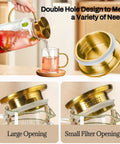 Two Piece Glass Pitcher Set Including Secure Glass Lid And Cushioned Anti Slip Silicone Base For Kitchen Counter Safe Serving, pouring iced tea.