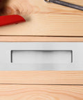 4 Piece Stainless Steel Hidden Door Handles For Sliding Barn Doors And Closets Recessed Invisible Pulls on wood surface