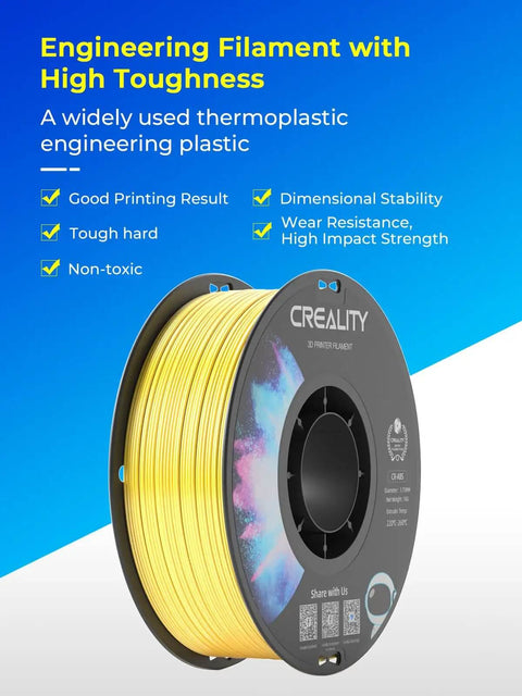 ABS Filament 1.75mm Black 1kg For 3D Printing With Heavy Duty Impact And Heat Resistance Odorless Non Toxic Stability on spool