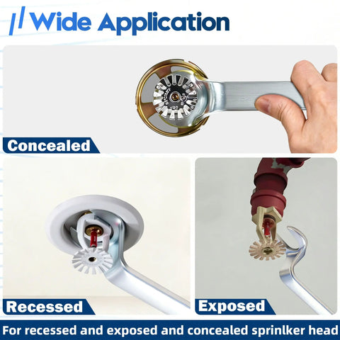Slick Hassle Free Universal One Half Inch Fire Sprinkler Head Wrench in use, designed for concealed, recessed and exposed sprinklers.