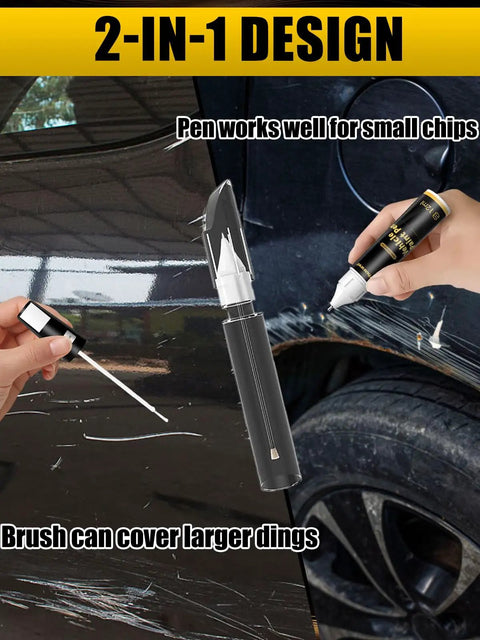 Car Paint Touch Up Pen For Scratch Repair In Champagne Gold shown in use on scratched car