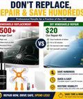 Comparison of DIY Windshield Repair Kit For Chips And Cracks Fast Fix With Deep-Penetrating Resin and windshield replacement cost.