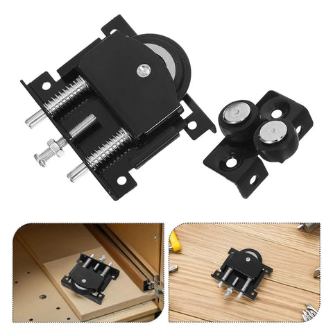 Top Tier Sliding Door Roller Replacement Kit Metal Wheels For Super Smooth And Silent Glide On Wardrobe Closet Hardware Quick Install Strong Build Fits T And U Shape Track Rail Systems Fix Stuck Doors Stop Noise Forever Reliable black metal roller kit