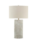 30 Inch Contemporary Ceramic Table Lamp With Dope Brown Ivory Resin Base And Ivory Whitewash Finish, Oval Off-White Hardback Shade