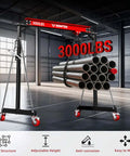 1.5 Ton Portable Gantry Crane With Adjustable Height From 8.53 To 12.47 Feet And A 6.56 Foot Span, Steel I Beam Construction