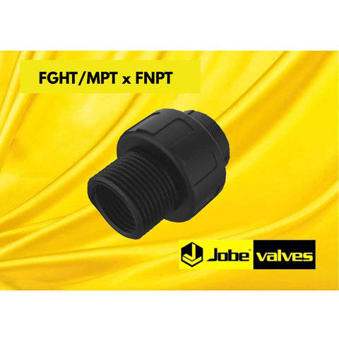 Heavy Duty Garden Hose Adaptor Three Quarter Inch NPT To Garden Hose And One Inch Pipe With Swivel UV Reinforced Nylon And Nitrile Seals Backnut Twist Prevention Tough As Nails Yet Lightweight Durable Fitting, black threaded fitting