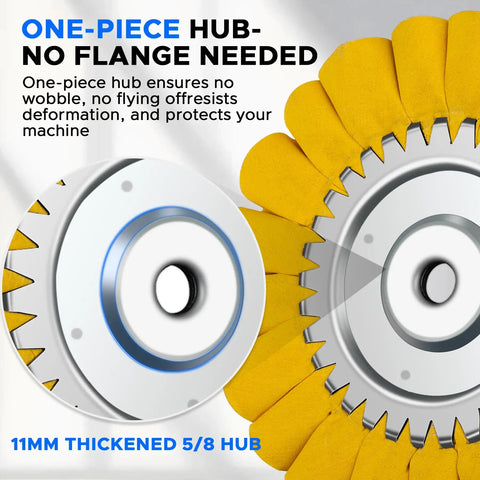 8 Inch S Shape Airway Buffing Wheel Kit For Metal Polishing with 16 Layer Aluminum Buffing Wheels, hub detail, yellow pad
