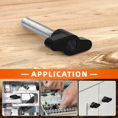 Beefy Black Z Type Thumb Screws 5 Pack M6 x 15mm Plastic Head T Shaped Wing Knobs For Mechanical Assemblies Carbon Steel Insulated Durable Quick Adjust Knobs