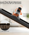 Vacuum floor brush attachment with 360-degree swivel neck from All Purpose Universal 14 Piece Vacuum Attachment Kit.