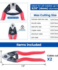Heavy Duty Two Pack Cable Cutter Built Damn Tough To Slice Through Five Thirty Second Wire Rope And Steel Cables with safety lock and telescopic spring.