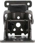 Eight Pack 0 To 90 Degree Folding Hinges Built Tight For Smooth Home Improvements Beefy Self Locking Steel Brackets Handling 500 Pounds Without Any Hassle Comes With All Hardware close-up view of a steel folding hinge with springs.