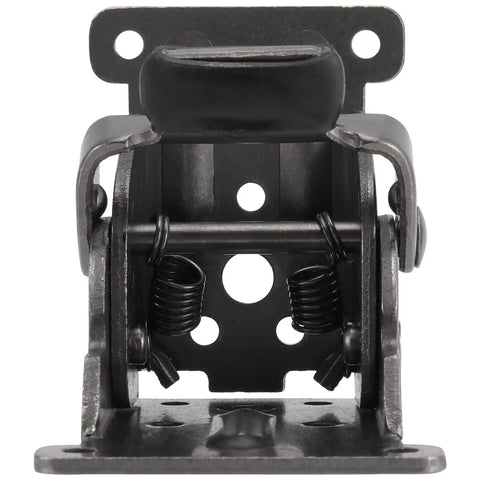 Eight Pack 0 To 90 Degree Folding Hinges Built Tight For Smooth Home Improvements Beefy Self Locking Steel Brackets Handling 500 Pounds Without Any Hassle Comes With All Hardware close-up view of a steel folding hinge with springs.