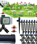 Automatic Drip Irrigation Kit With Water Timer 82 Ft 1 Quarter Inch Hose For 16 Sprinkler Heads Garden Lawn Plants Setup